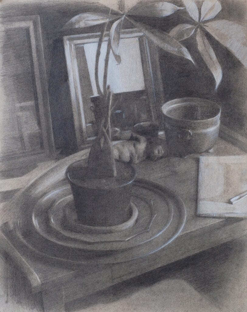 News Paper 14x11 Graphite, white chalk and egg tempr on prepared paper 2018