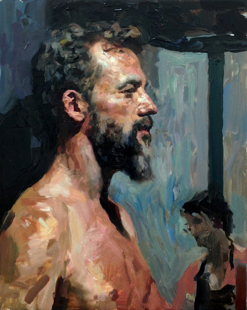 portrait study, oil on panel, 11x14